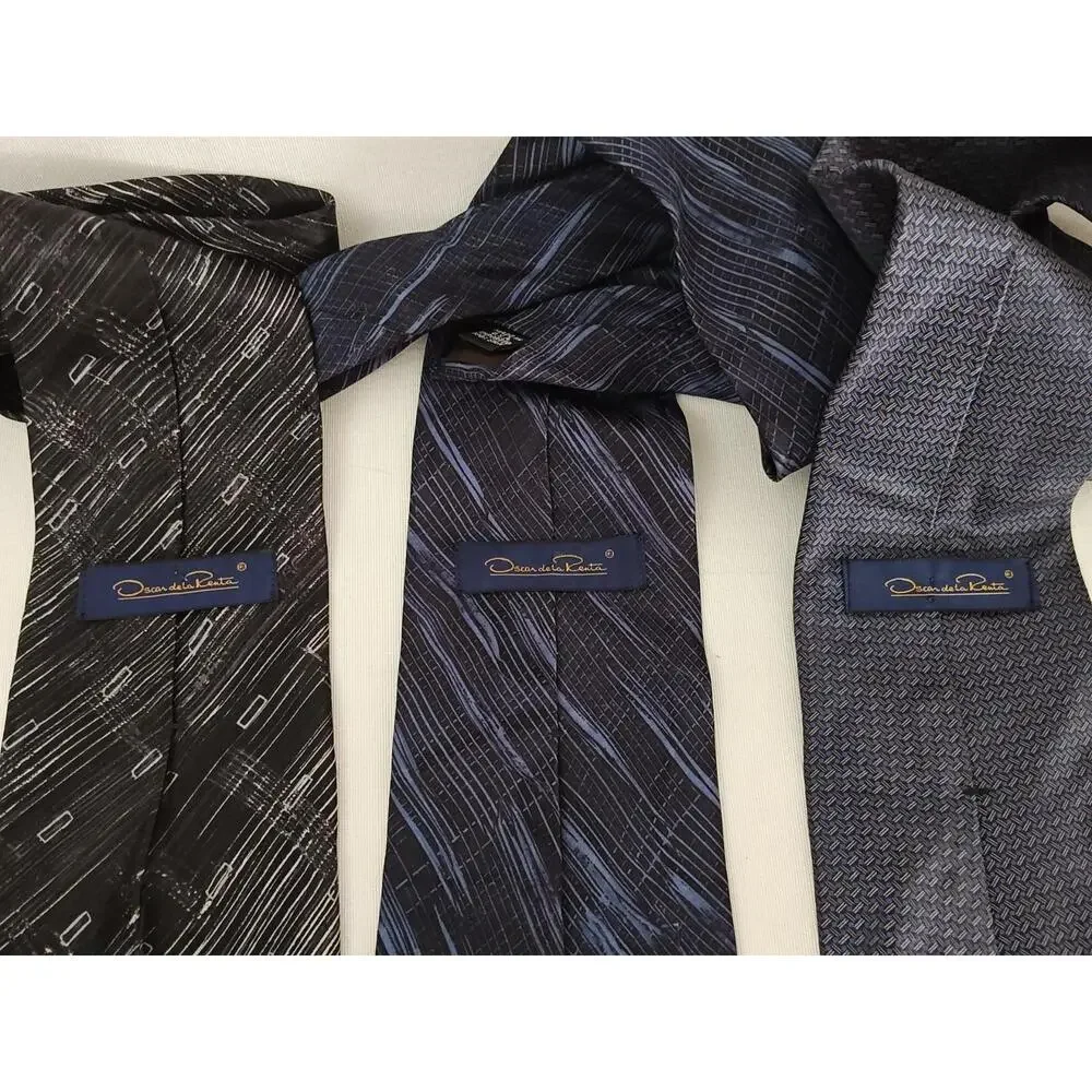 Oscar De La Renta Silk Tie Necktie Paisley Design Mens Neckwear Classic lot of 3